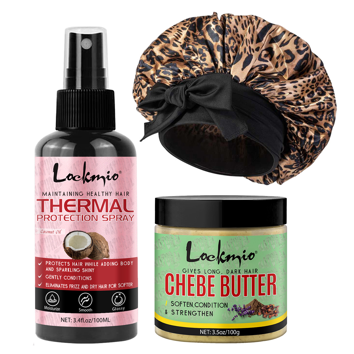 Hair Care Natural Ingredients - Hittebeschermende spray Chebe boter luipaardprint satijnen