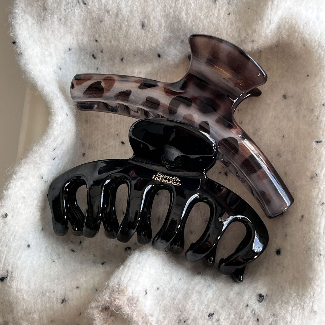 Hair Clip Claw Large - Korean Large Leopard Print Transparent Grey