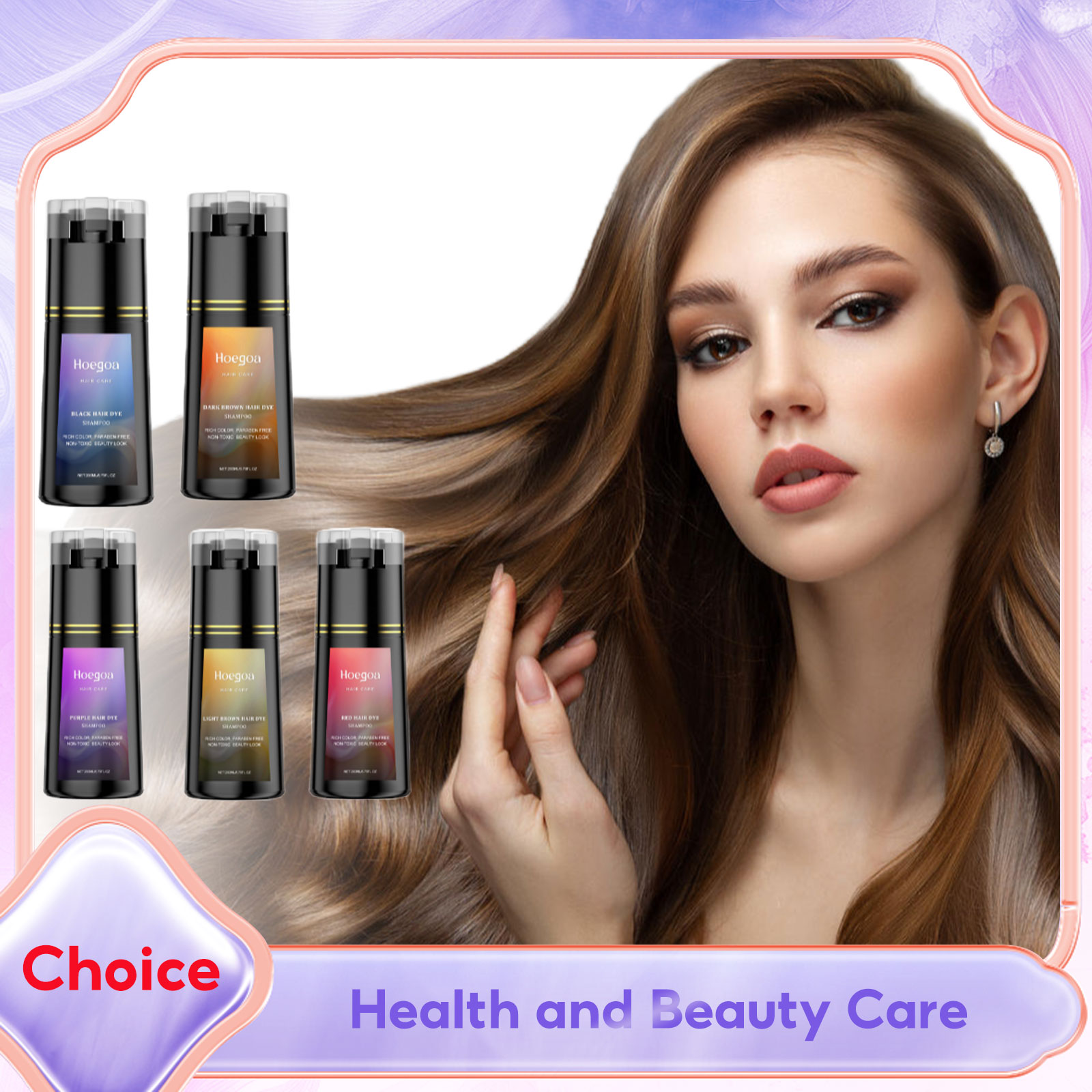 Hair Care Natural Ingredients - Haarverfshampoo voor grijs-wit haardekking 3-in-1 lichtbruin