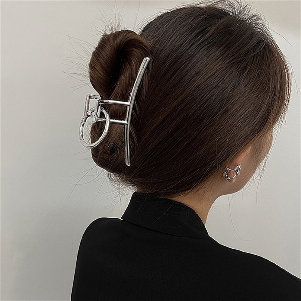 Hair Clip Claw Large - Zilverkleurige metalen grote haar klauwclip met