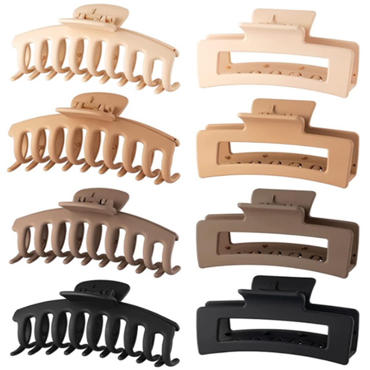 Hair Clip Claw Large - Zwarte haarclips voor dames - 8-pack