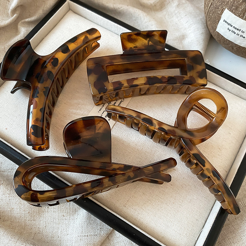 Hair Clip Claw Large - 1/2/4 Stuks Luipaardprint Grote Boog Kruis