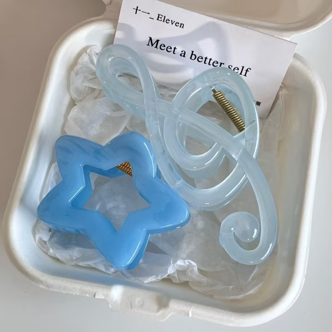 2 stuks elegante blauwe jelly  - Hair Clip Claw Large recensie en prijs