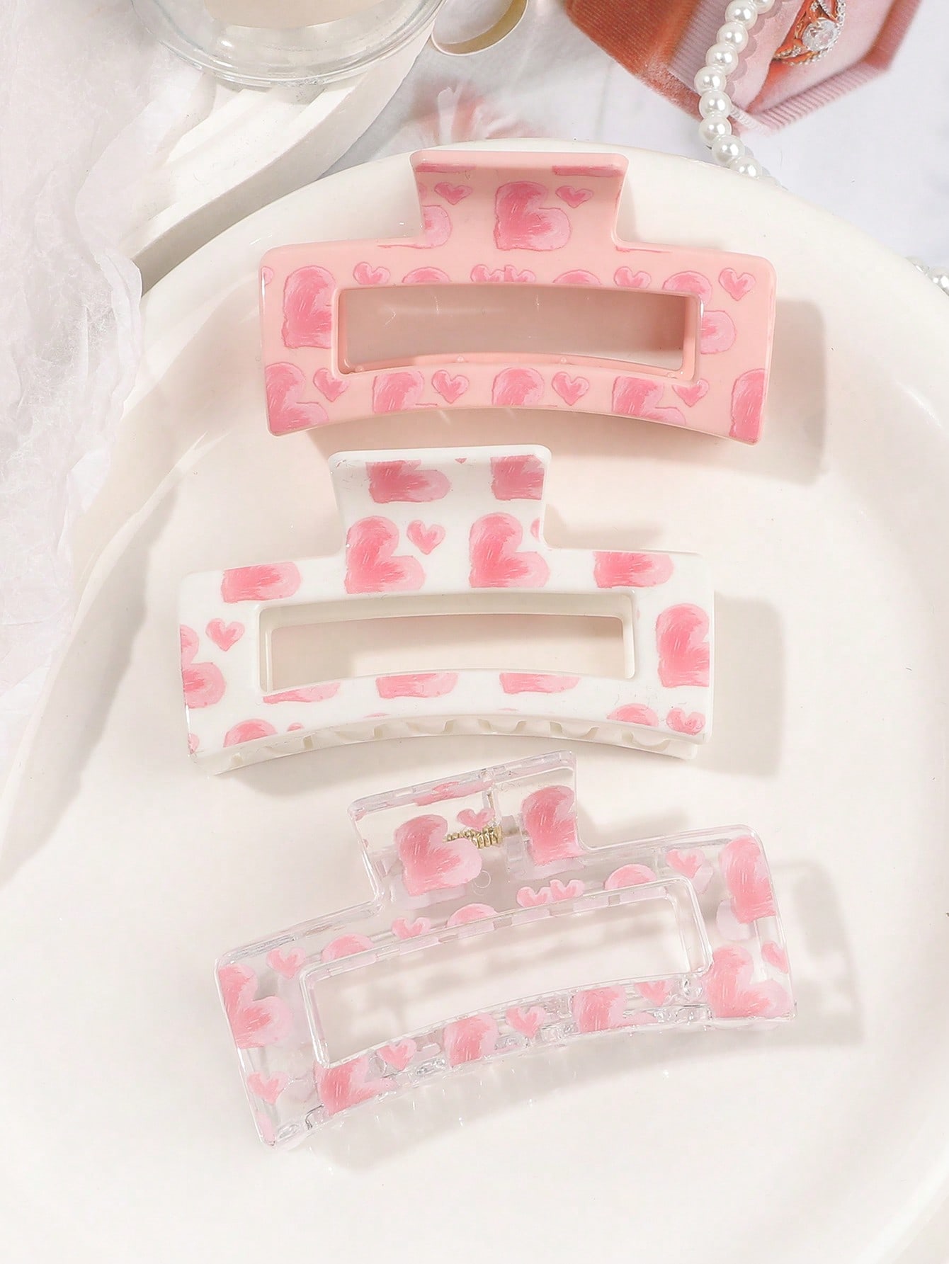 3 Stuks Roze Liefde Print Haar - Hair Clip Claw Large recensie en prijs