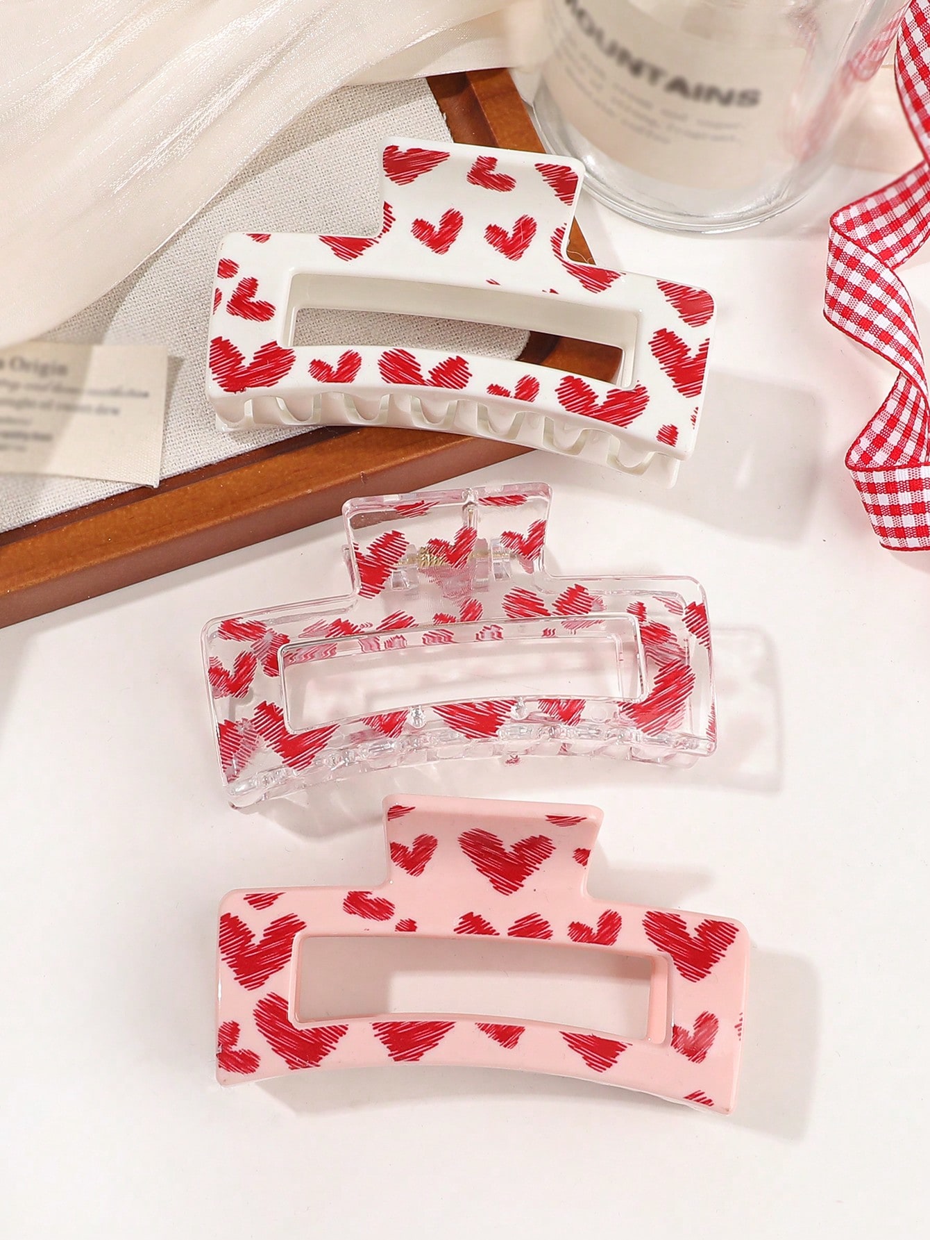3 Stuks Roze Liefde Print Haar - Hair Clip Claw Large recensie en prijs